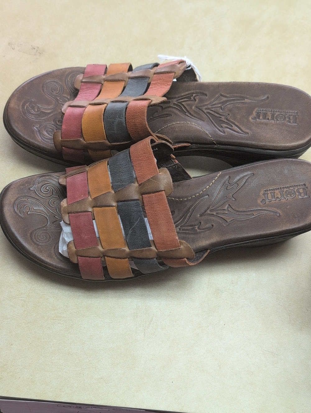 Born Multicolor Woven Leather Slide Sandals